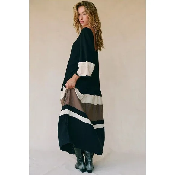 Free People Free Est Manda Midi Dress Colorblock Striped Printed S NEW 285159 - Picture 3 of 9